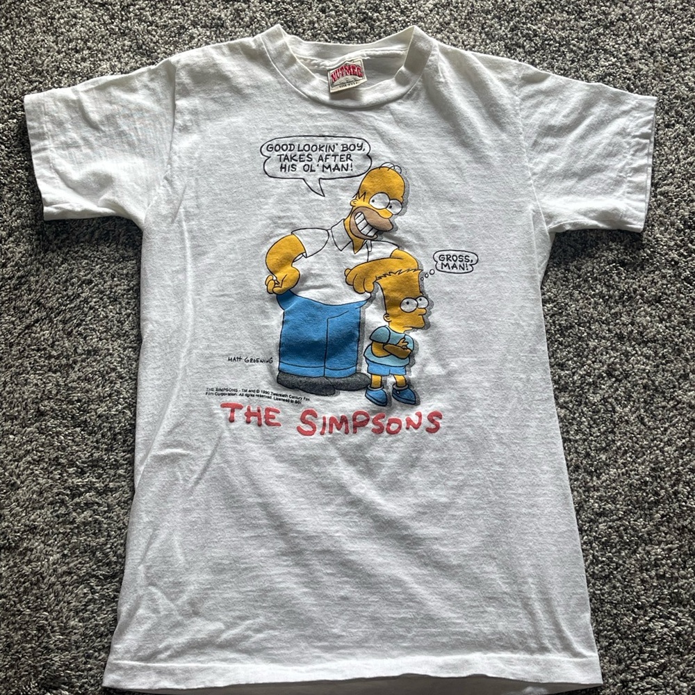 Vintage 90s Homer Bart Simpson Matt Groening Youth L  Large Nutmeg t Shirt VTG